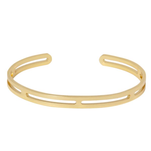 Fijne vergulde open bangle - armband - Afbeelding 2