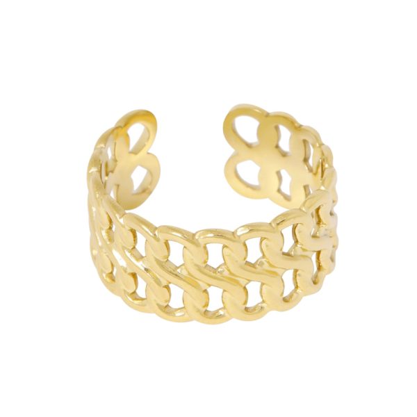 Vergulde schakelring - ring - Afbeelding 2