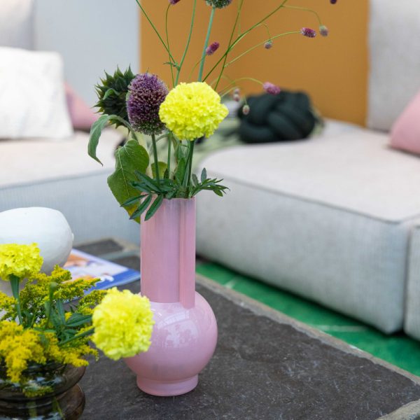 Glass vase flamingo - vaas - pink