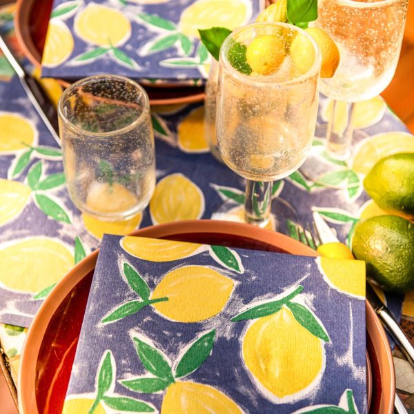 Citrus blue 40x40cm - servet - Afbeelding 2