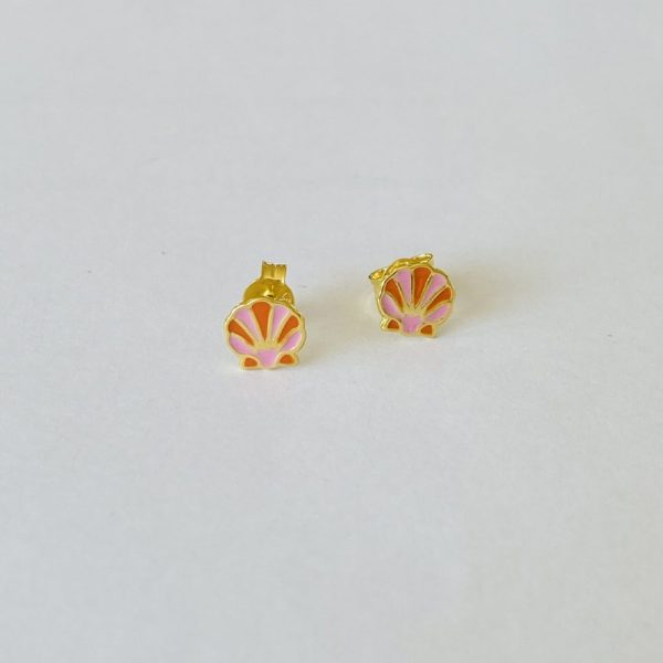 Shell studs - oorbellen - soft pink/orange