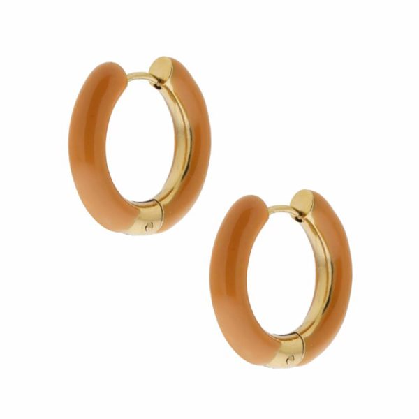 Creolen met emaille – oorbellen – oranje - Afbeelding 2