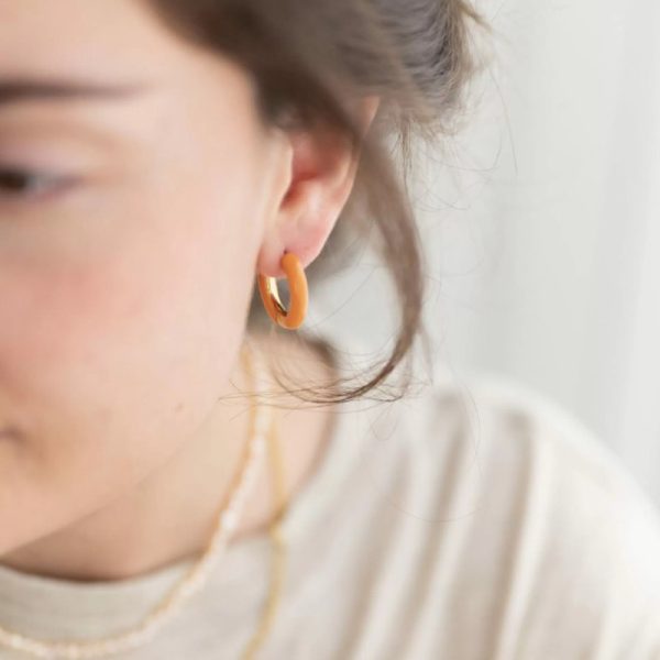 Creolen met emaille – oorbellen – oranje