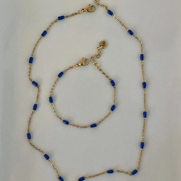 Fijn armbandje emaille staafjes - armband - blauw