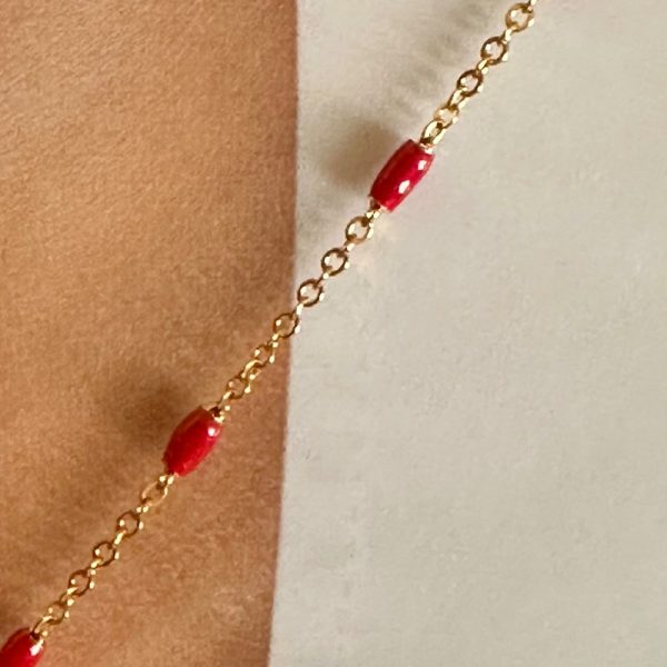 Fijn armbandje emaille staafjes – armband – rood