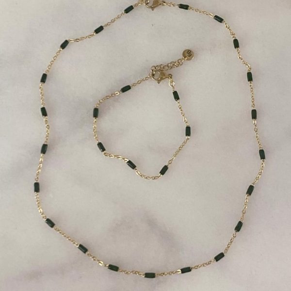 Fijn kettinkje emaille staafjes - ketting - zwart