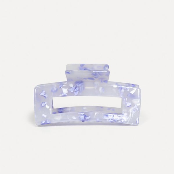 Hair clip rectangle M - haarspeld - purple/white