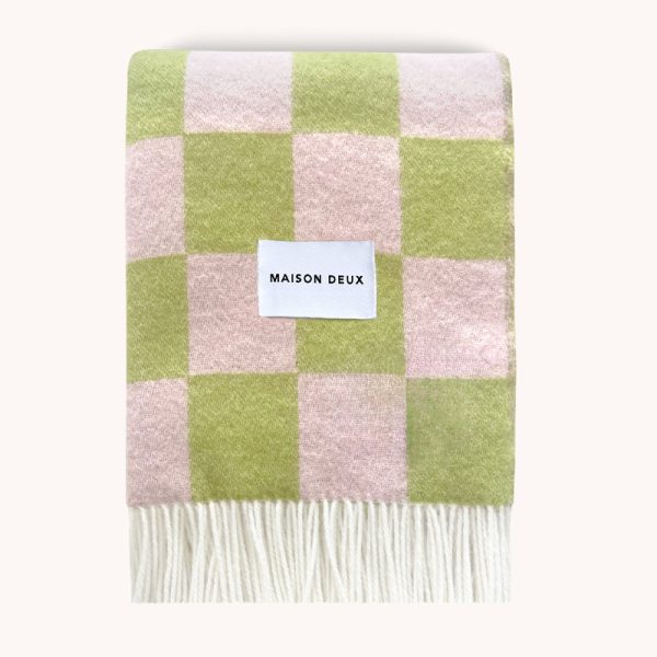 Checkerboard blanket - plaid - kiwi/pink