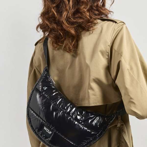 Black glossy crossbody bag - handtas - Afbeelding 2