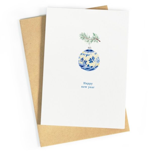 Delft kerstbal - wenskaart
