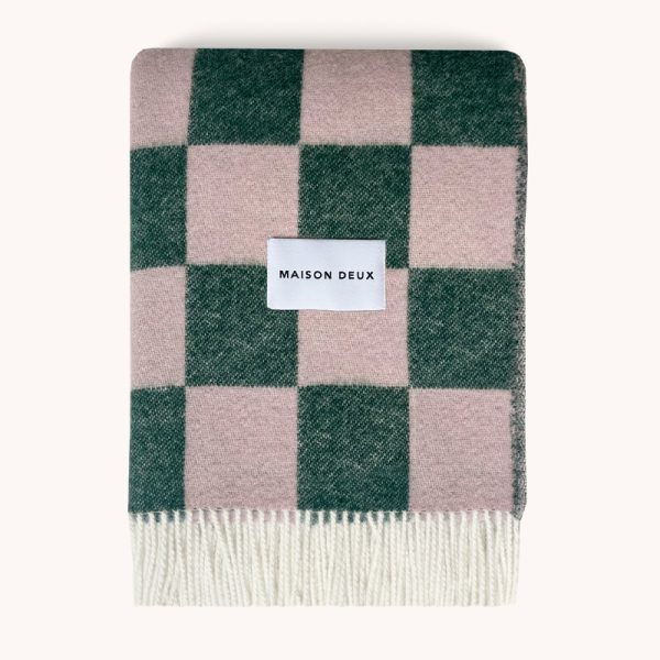 Checkerboard blanket - plaid - green/pink