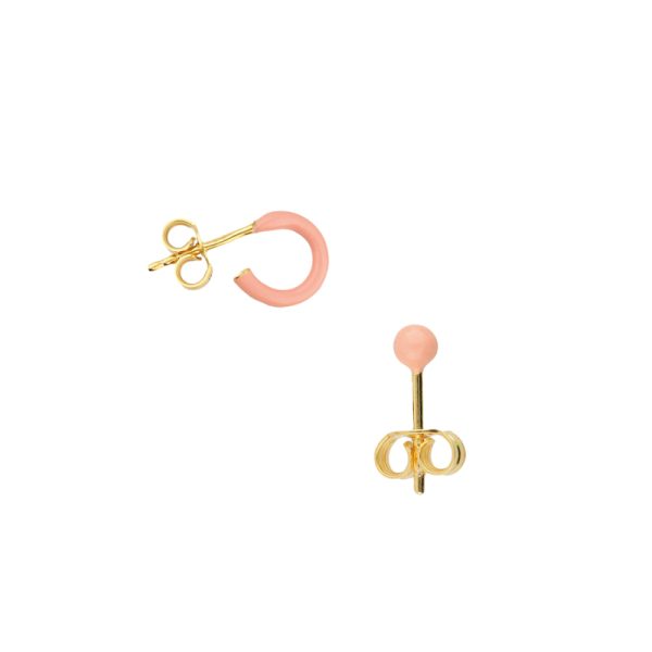 Bullet & hoop – oorbellen – soft pink