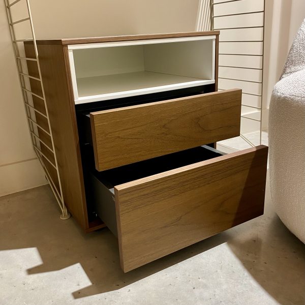 Ober bedside table 43x42x49,8cm - nachtkastje - walnut/white - Afbeelding 4