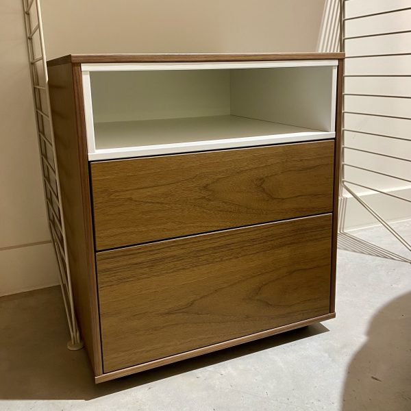 Ober bedside table 43x42x49,8cm - nachtkastje - walnut/white - Afbeelding 3