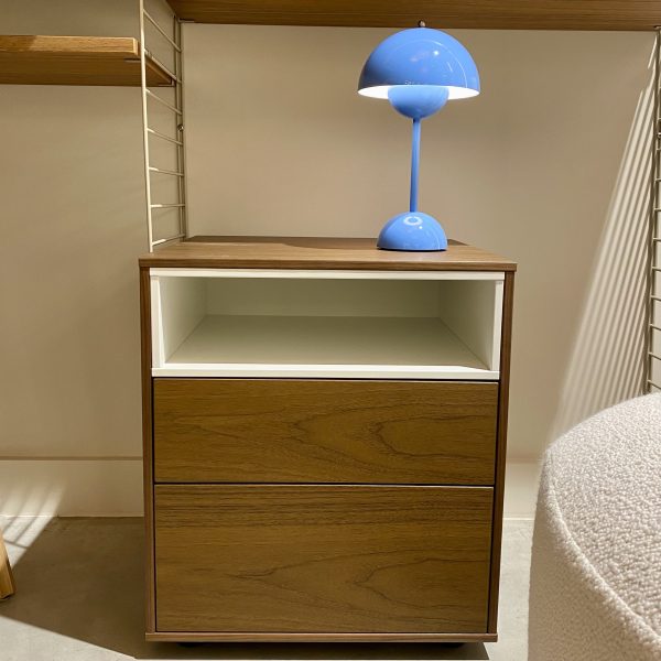 Ober bedside table 43x42x49,8cm - nachtkastje - walnut/white