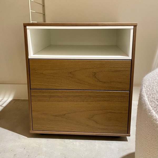 Ober bedside table 43x42x49,8cm - nachtkastje - walnut/white - Afbeelding 2