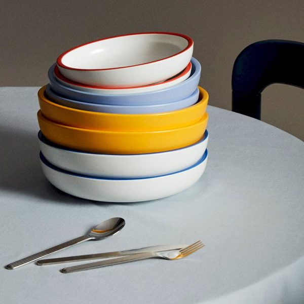 Sobremesa serving bowl large – serveerschaal – white with blue rim - Afbeelding 2