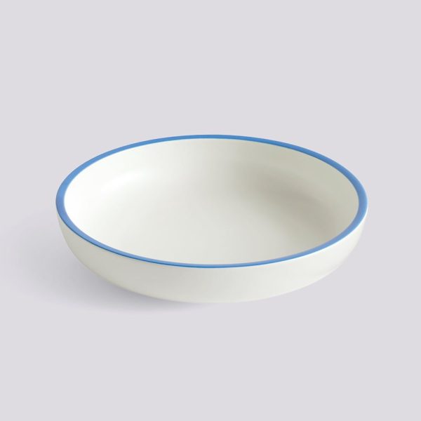 Sobremesa serving bowl large – serveerschaal – white with blue rim